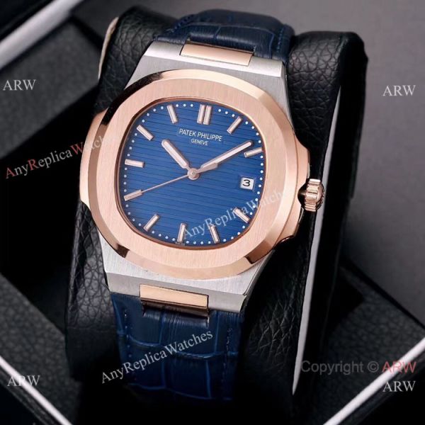 replica Best Knockoff Patek Philippe Nautilus Leather es 2-Tone Rose Gold WATCHES 5