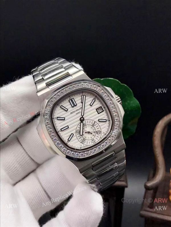 replica Patek Philippe Nautilus Stainless Steel Diamond Bezel WATCHES 5