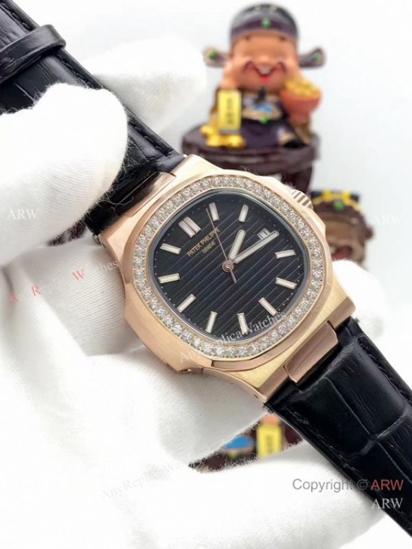 replica Patek Philippe Nautilus Diamond Bezel Rose Gold WATCHES 5