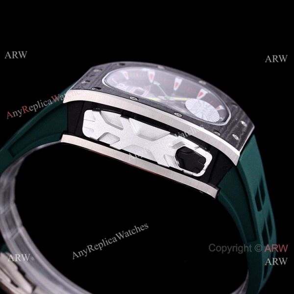 replica Best RM 62-01 Richard Mille Tourbillon Vibrating Alarm ACJ Green Rubber Band WATCHES 5