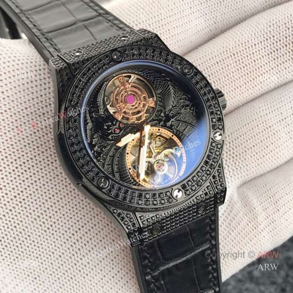 replica Best Hublot Classic Fusion Tourbillon Iced Out Hublot Knock off WATCHES 5