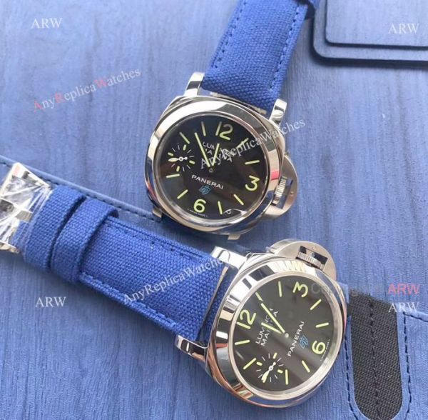 replica Panerai PAM 777 Panerai Luminor Marina Blue OP Logo W Blue Canvas Strap WATCHES 6