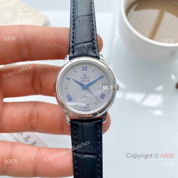 replica Clone Omega De Ville Prestige Ladies es Brown Leather Strap WATCHES 6