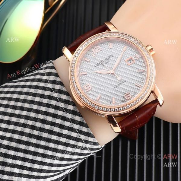 replica New Style Patek Philippe Calatrava Gray Dial Rose Gold es WATCHES 6