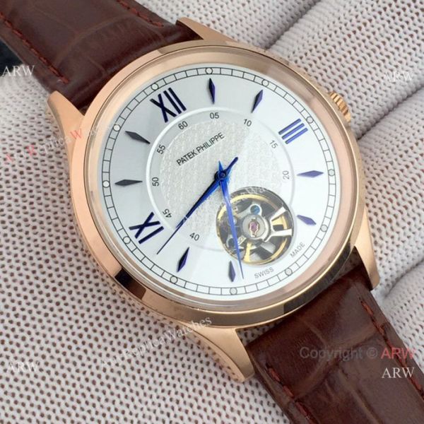 replica Copy Patek Philippe Tourbillon Men Black Case Red Hand WATCHES 6