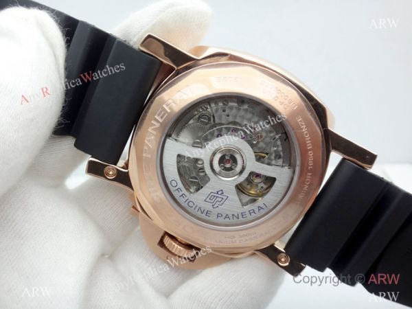 replica Panerai Submersible Rubber Strap PAM684 Copy Rose Gold Black Bezel WATCHES 6