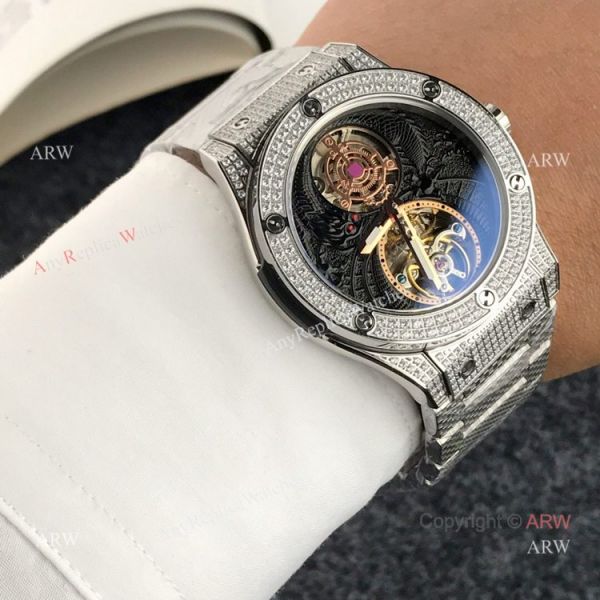 replica Best Hublot Classic Fusion Tourbillon Iced Out Hublot Knock off WATCHES 6