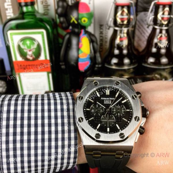 replica Fake Audemars Piguet Royal Oak Automatic Rose Gold Black Dial WATCHES 6