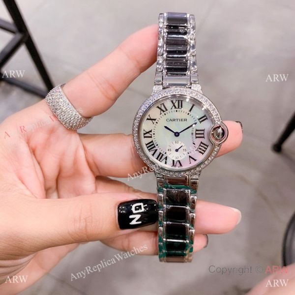 replica Cartier Ballon Bleu de 36mm Quartz Black Ceramic Silver WATCHES 6