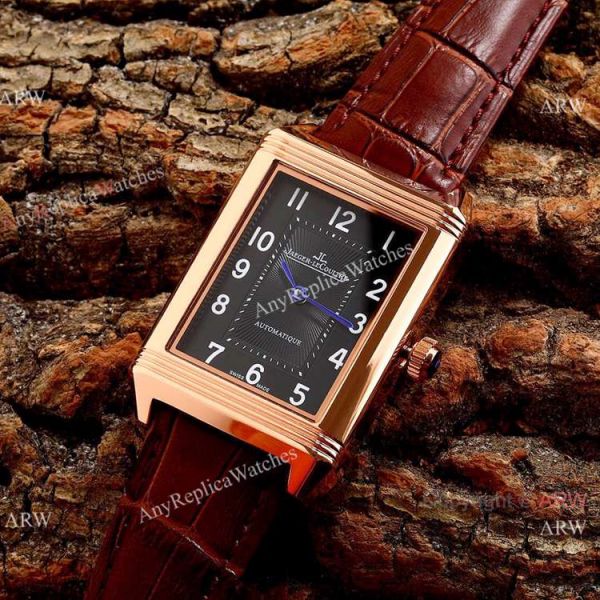 replica New Copy Jaeger-LeCoultre Reverso Classic 46mm Stainless Steel Black Face WATCHES 6