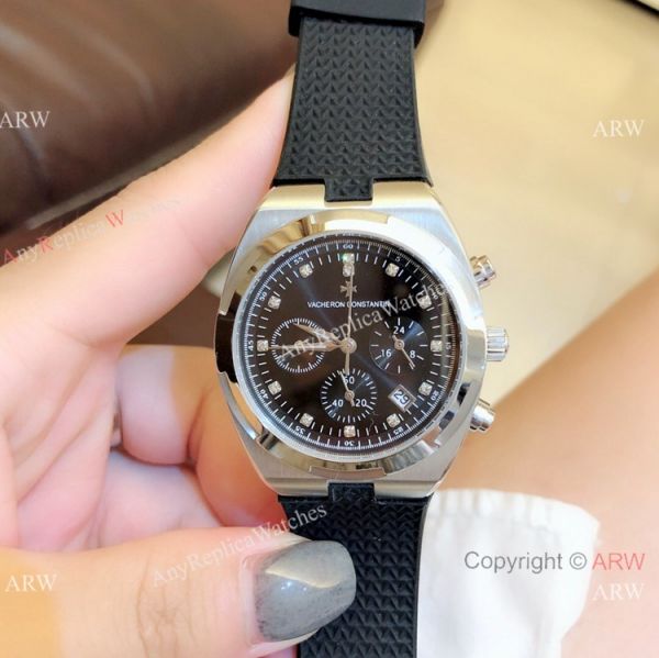 replica Fake Vacheron Constantin Overseas Chrono Rose Gold Silver Dial WATCHES 6