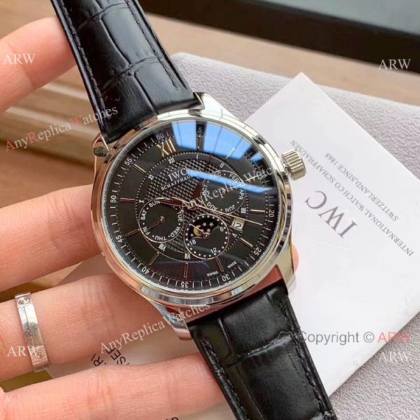 replica IWC Portugieser Annual Calendar es White Dial Black Leather Strap WATCHES 6