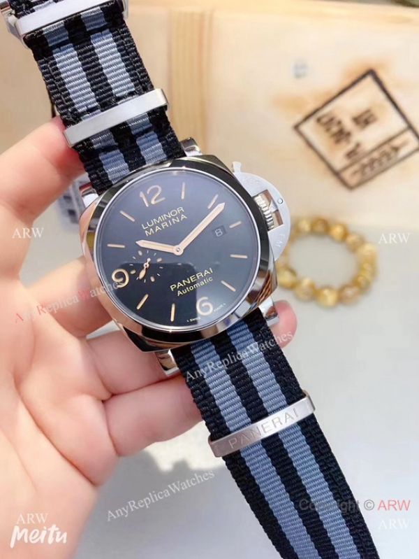 replica Best Panerai Luminor Marina Black Dial Nato Strap Mens WATCHES 6