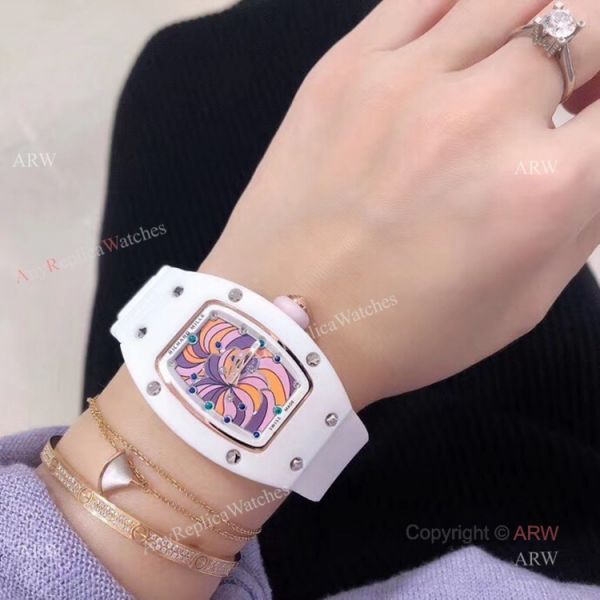 replica New Copy Richard Mille RM 07-03 Cupcake BonBon White Ceramic Ladies WATCHES 6