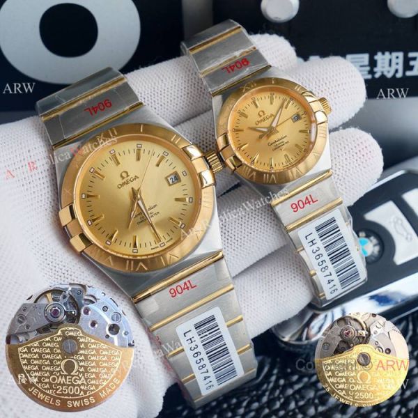 replica AAA Omega Couple Omega Constellation Diamond Bezel Automatic es WATCHES 6