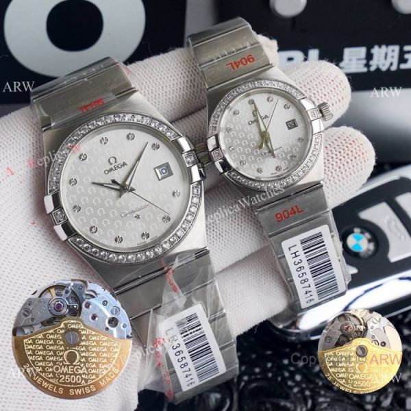 replica Copy Omega Constellation Logo Face Automatic Omega Couple WATCHES 6