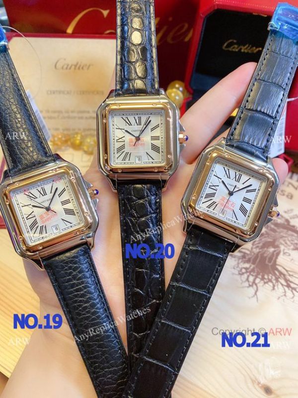 replica New! Fake Cartier Panthere 38mm Men es Gold Case WATCHES 6