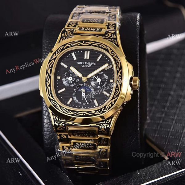 replica Knockoff Patek Philippe 5740 Nautilus Yellow Gold Engraving 40mm WATCHES 6