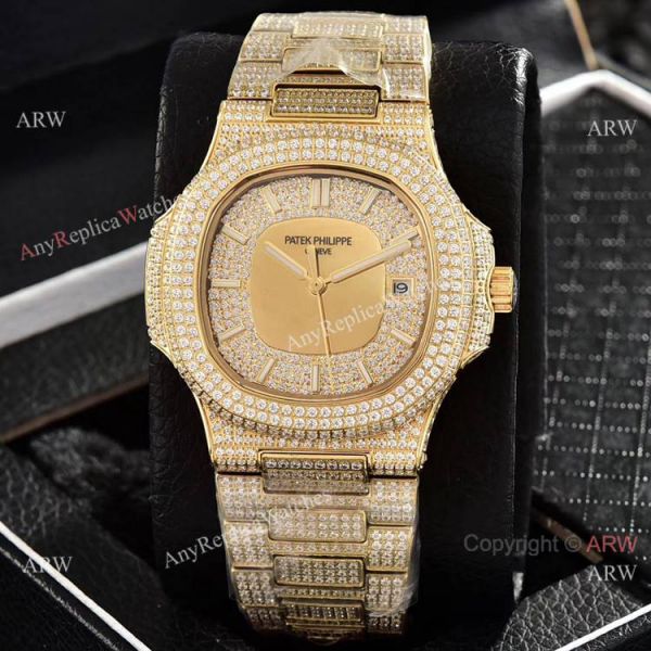 replica Iced Out Patek Philippe Nautilus Automatic Wrist AAA Quality Copy WATCHES 6