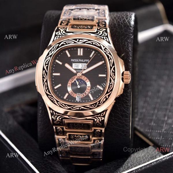replica Patek Philippe Annual Calendar Copy es Rose Gold Engraving WATCHES 6