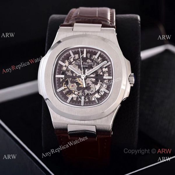 replica Faux Patek Philippe Nautilus Skeleton es Stainless Steel Case WATCHES 6