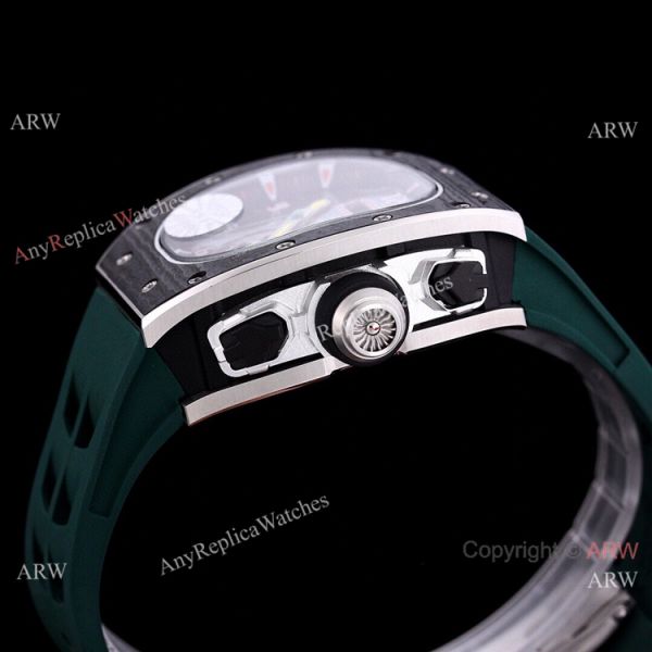 replica Best RM 62-01 Richard Mille Tourbillon Vibrating Alarm ACJ Green Rubber Band WATCHES 6