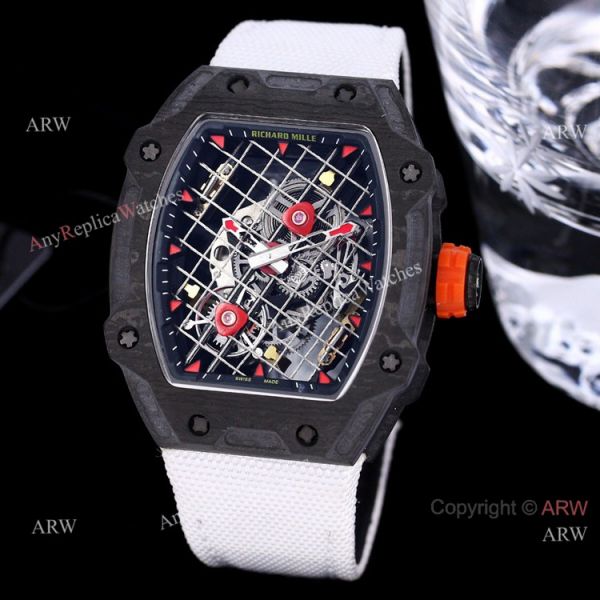 replica Best New Richard Mille RM 27-04 Tourbillon Rafael Nadal Tennis Court Red Fabric Strap WATCHES 6