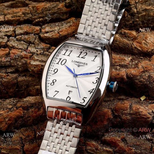 replica Copy Longines Evidenza Men es Black Dial Black Leather Strap WATCHES 6