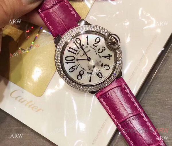 replica Womens Fake Cartier Ballon Bleu Diamond Bezel 36mm WATCHES 7