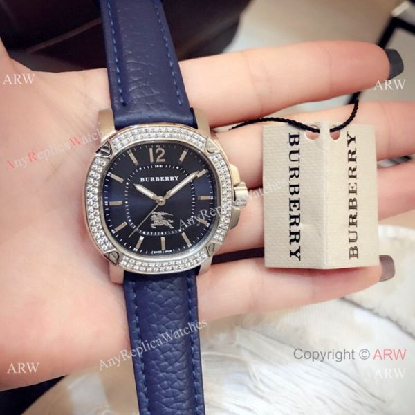 replica New Style Copy Burberry Lady Rose Gold Gray Face WATCHES 7