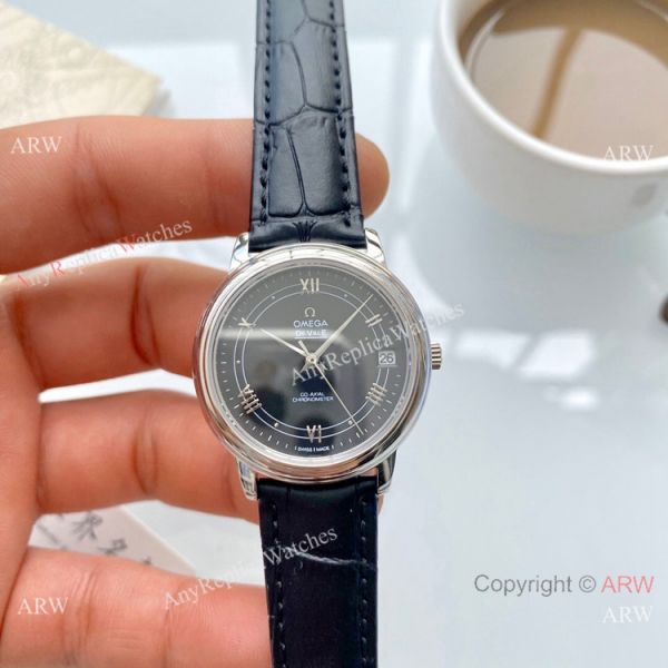 replica Clone Omega De Ville Prestige Ladies es Brown Leather Strap WATCHES 7