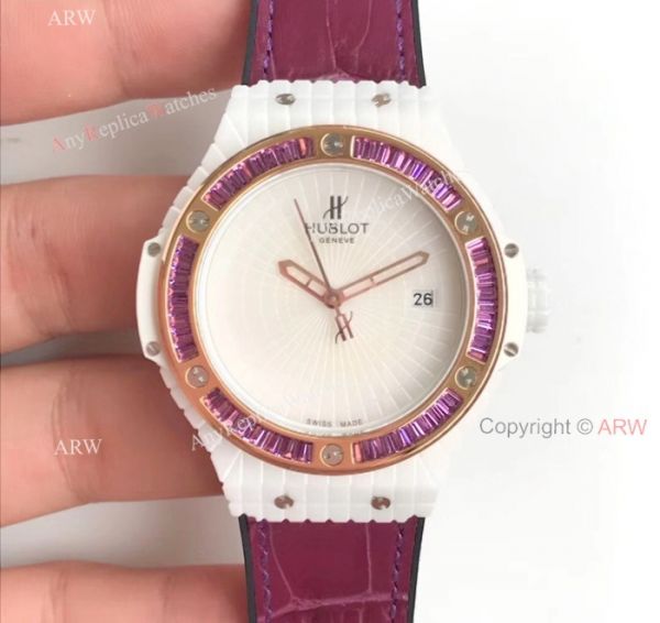 replica Swiss 9015 Hublot Big Bang Tutti Frutti Caviar White Rubber Strap es 45mm WATCHES 7