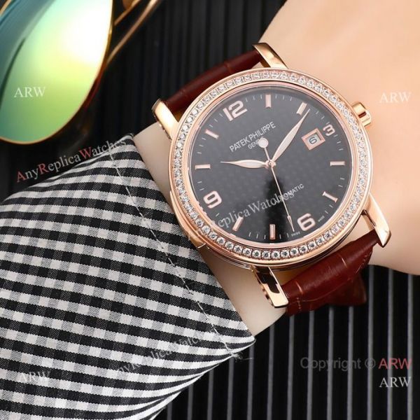 replica New Style Patek Philippe Calatrava Gray Dial Rose Gold es WATCHES 7