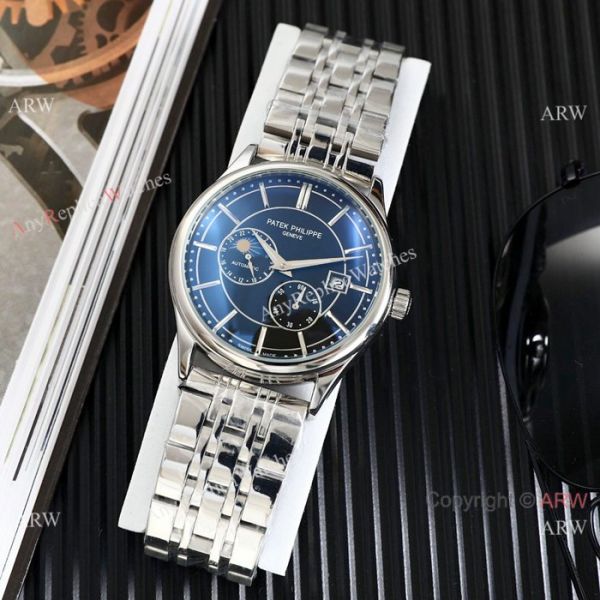 replica High Quality Patek Philippe Moonphase Two Tone Rose Gold Black es 40mm WATCHES 7