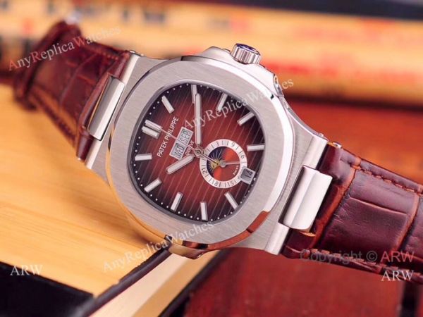 replica Fake Patek Philippe Nautilus Annual Calendar Man Stainless Steel Blue Face WATCHES 7