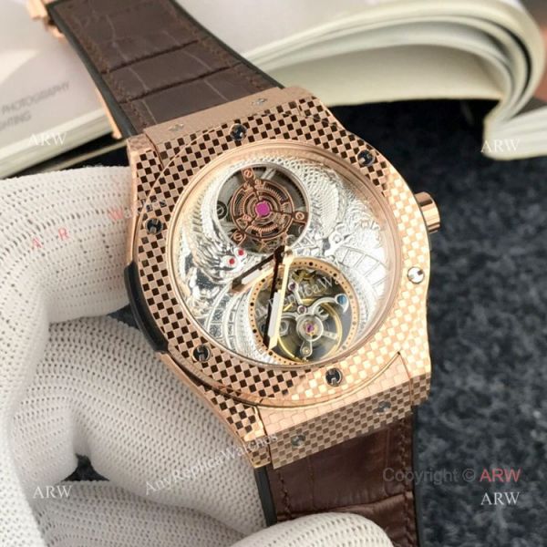 replica High Quality Hublot Classic Fusion Tourbillon Men Rose Gold WATCHES 7