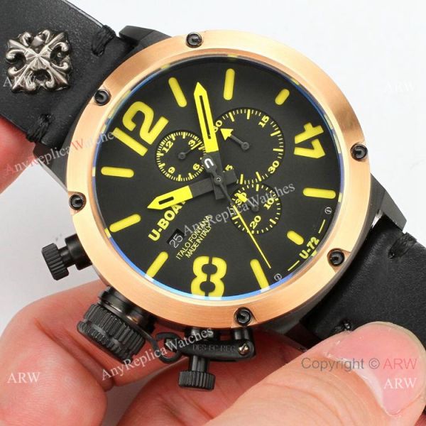replica U Boat Classico U-72 Rose Gold Bezel Black Dial WATCHES 7