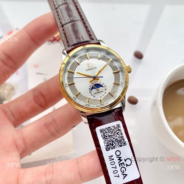 replica New Omega De Ville Fake Hour Vision Moonphase 40mm WATCHES 7