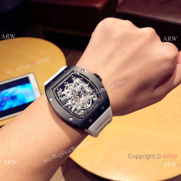 replica Richard Mille Knock off RM 17-01 es Black Case White Rubber Strap WATCHES 7