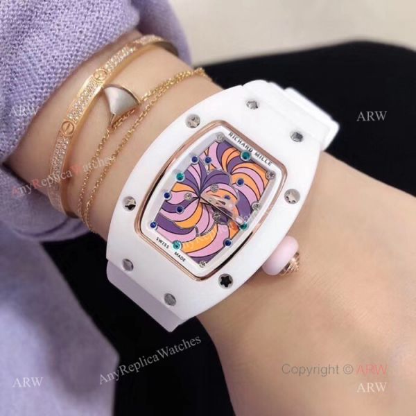 replica New Copy Richard Mille RM 07-03 Cupcake BonBon White Ceramic Ladies WATCHES 7