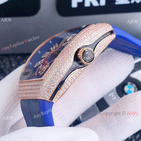 replica Best Franck Muller Vanguard Yachting v45 Diamond Rose Gold Dial es WATCHES 7