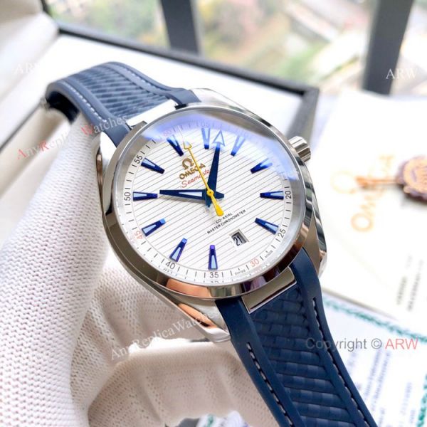 replica Copy Omega Aqua Terra 150M es SS Gray Dial Blue Markers WATCHES 7