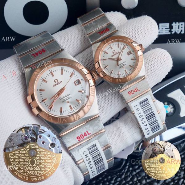 replica AAA Omega Couple Omega Constellation Diamond Bezel Automatic es WATCHES 7