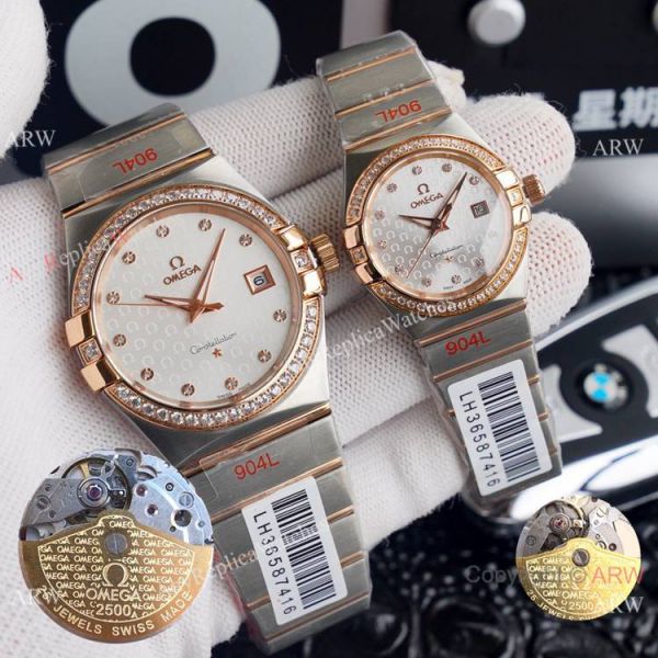 replica Copy Omega Constellation Logo Face Automatic Omega Couple WATCHES 7
