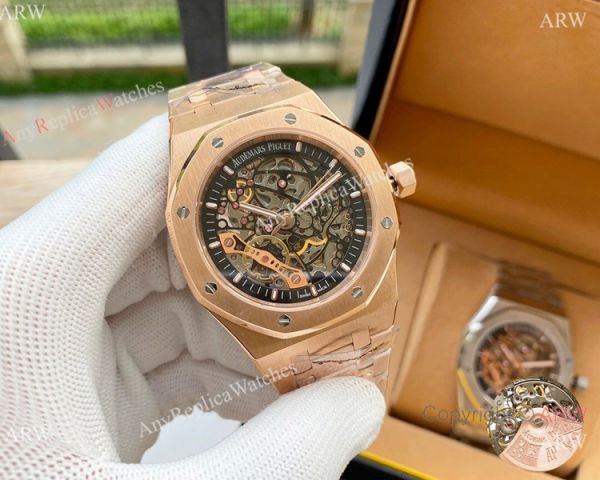 replica Audemars Piguet Skeleton Royal Oak es Two Tone Rose Gold WATCHES 7