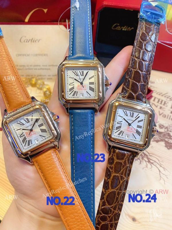 replica New! Fake Cartier Panthere 38mm Men es Gold Case WATCHES 7