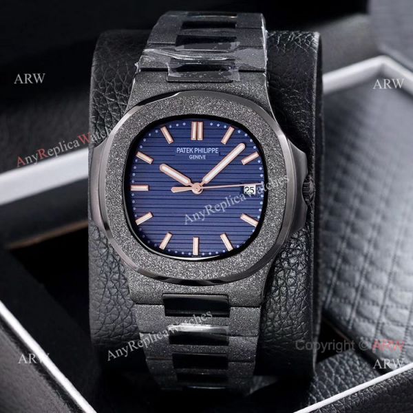 replica Best Patek Philippe Nautilus Frosted Solid Black 40mm WATCHES 7