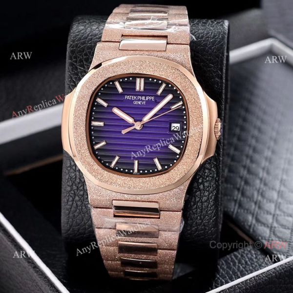 replica Best Clone Patek Philippe Nautilus Frosted Rose Gold es 40mm WATCHES 7