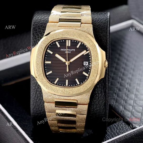 replica Copy Patek Philippe Nautilus Frosted Gold with Luminous Dial Markers WATCHES 7