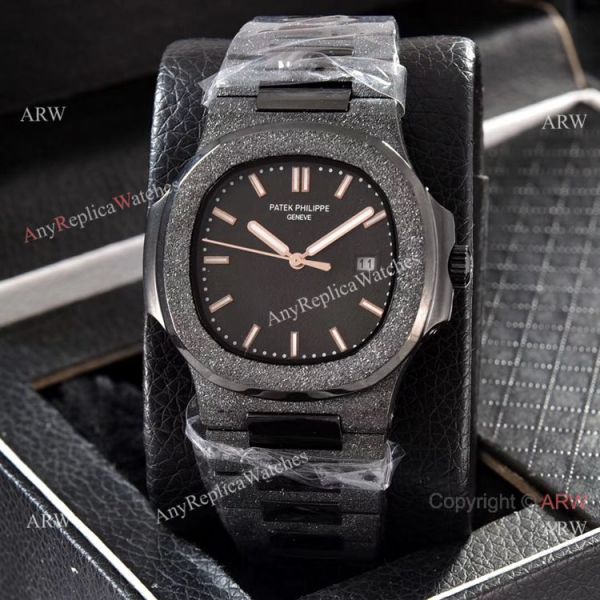 replica Patek Philippe Frosted Gold Black Frosted Dial 40mm WATCHES 7